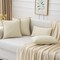 Pack of 2 Christmas Pillow Covers 16x16 Inch Cream White Farmhouse Decorative Throw Pillow Covers with Stitched Edge Soft Chenille Solid Dyed Couch Pillow Covers for Sofa Bed Living Room
